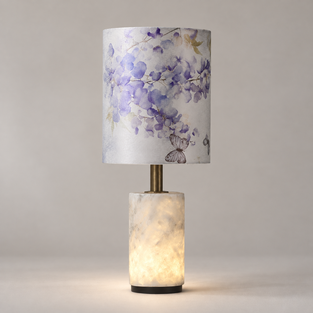 Modern Purple Floral Fabric Shade Table Lamp - generated main 01 01-hero-product