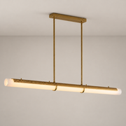 Natural Brass-Tone Perforated Linear LED Pendant Light - 01 01-hero-product