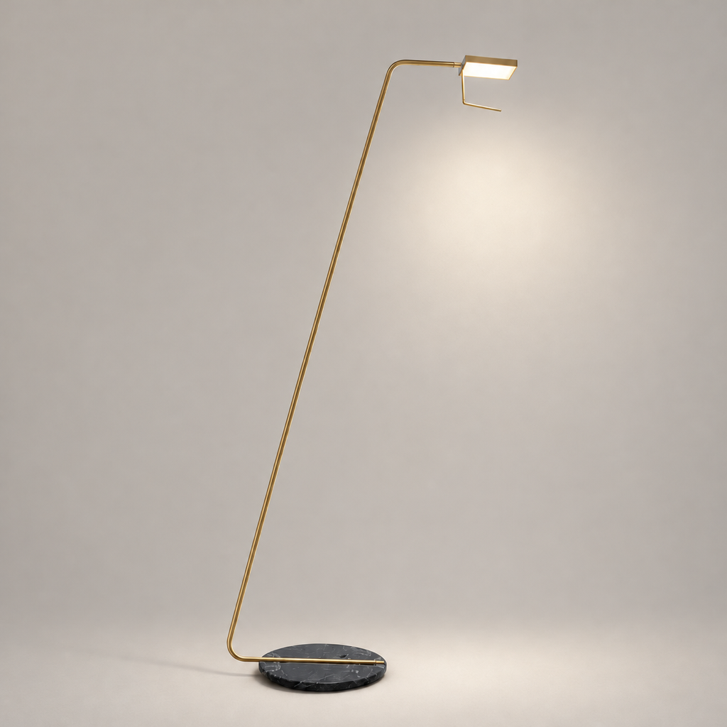 Antique Brass Marble LED Floor Lamp product view on a warm neutral background