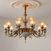 Blue Glazed Ceramic Two-Tier Chandelier - neutral greige product hero