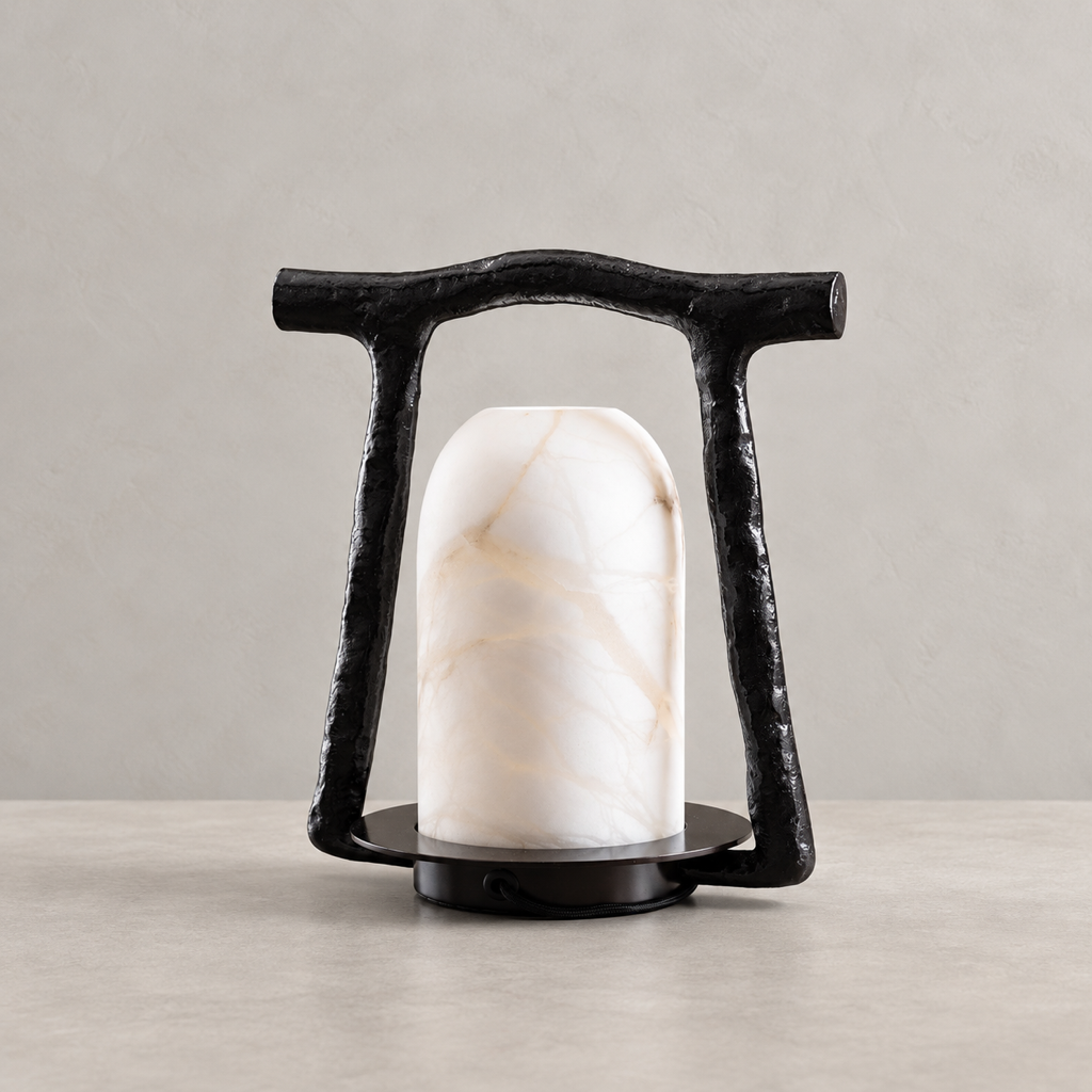 Sculptural Alabaster and Cast Brass Table Lamp — hero product