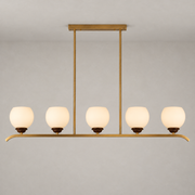 Avelune five-light linear chandelier clean product hero with a flush ceiling canopy