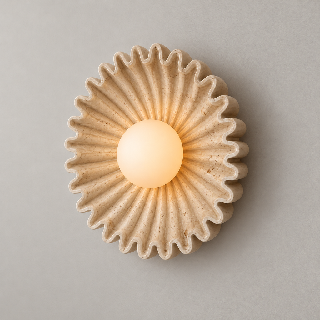 Ostro Art Deco Marble Wall Sconce - neutral greige product hero