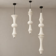 Orlithane sculptural mulberry silk pendant lights, unlit A, D and F installation examples; each selected design sold individually