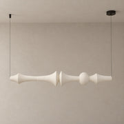 ARDEN LUME Orlithane horizontal pendant, Design F, dual end suspension, switched off, white silk, minimal warm beige-gray hero