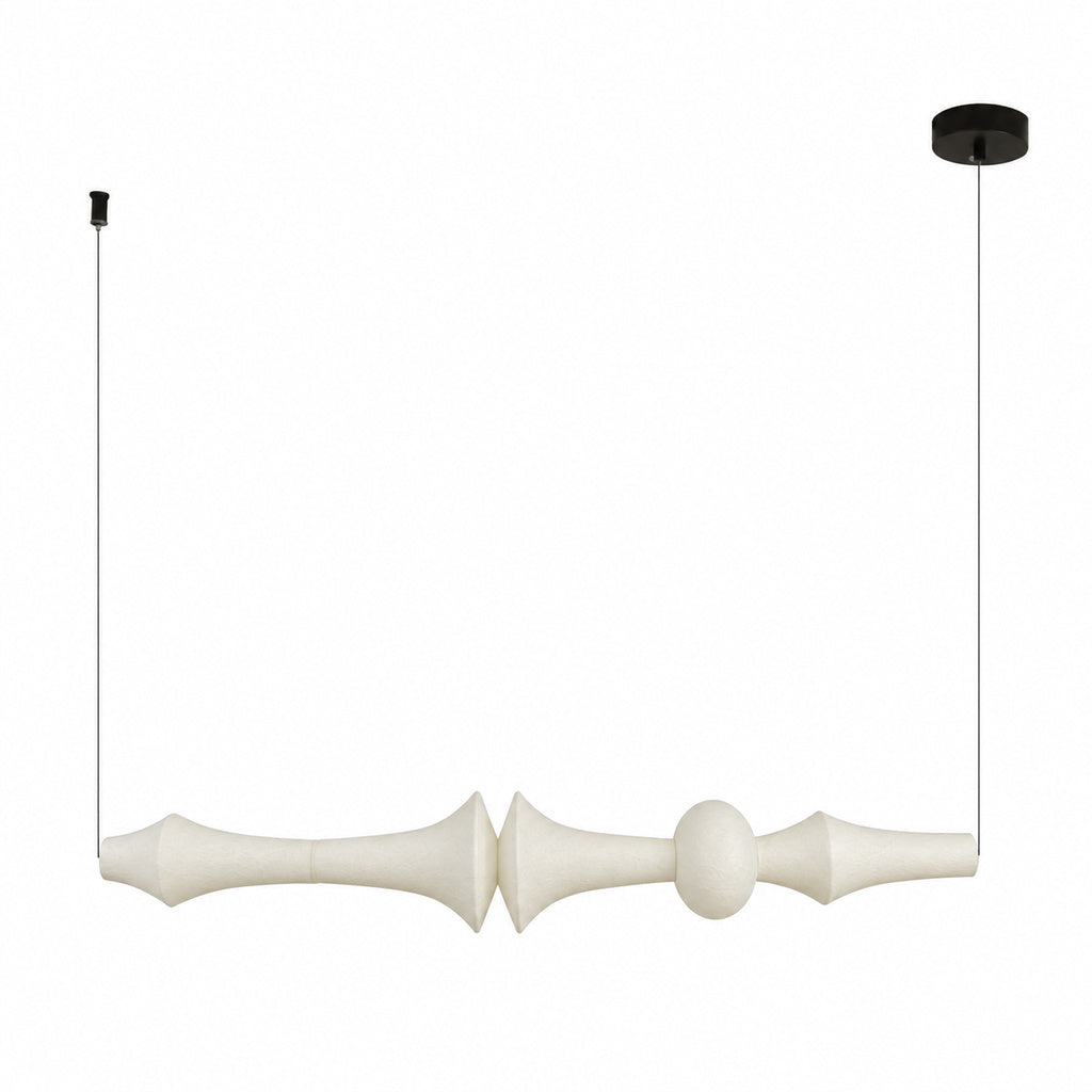 ARDEN LUME Orlithane horizontal pendant, Design F, dual end suspension, switched off, white silk, pure white catalog view