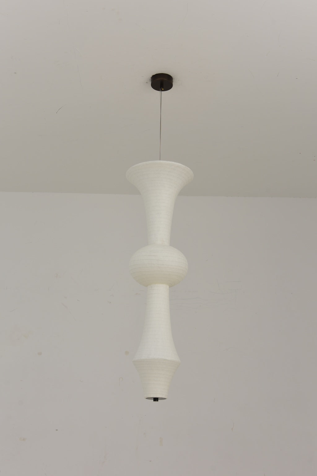 Orlithane design A sculptural mulberry silk pendant light, actual product photograph, light off