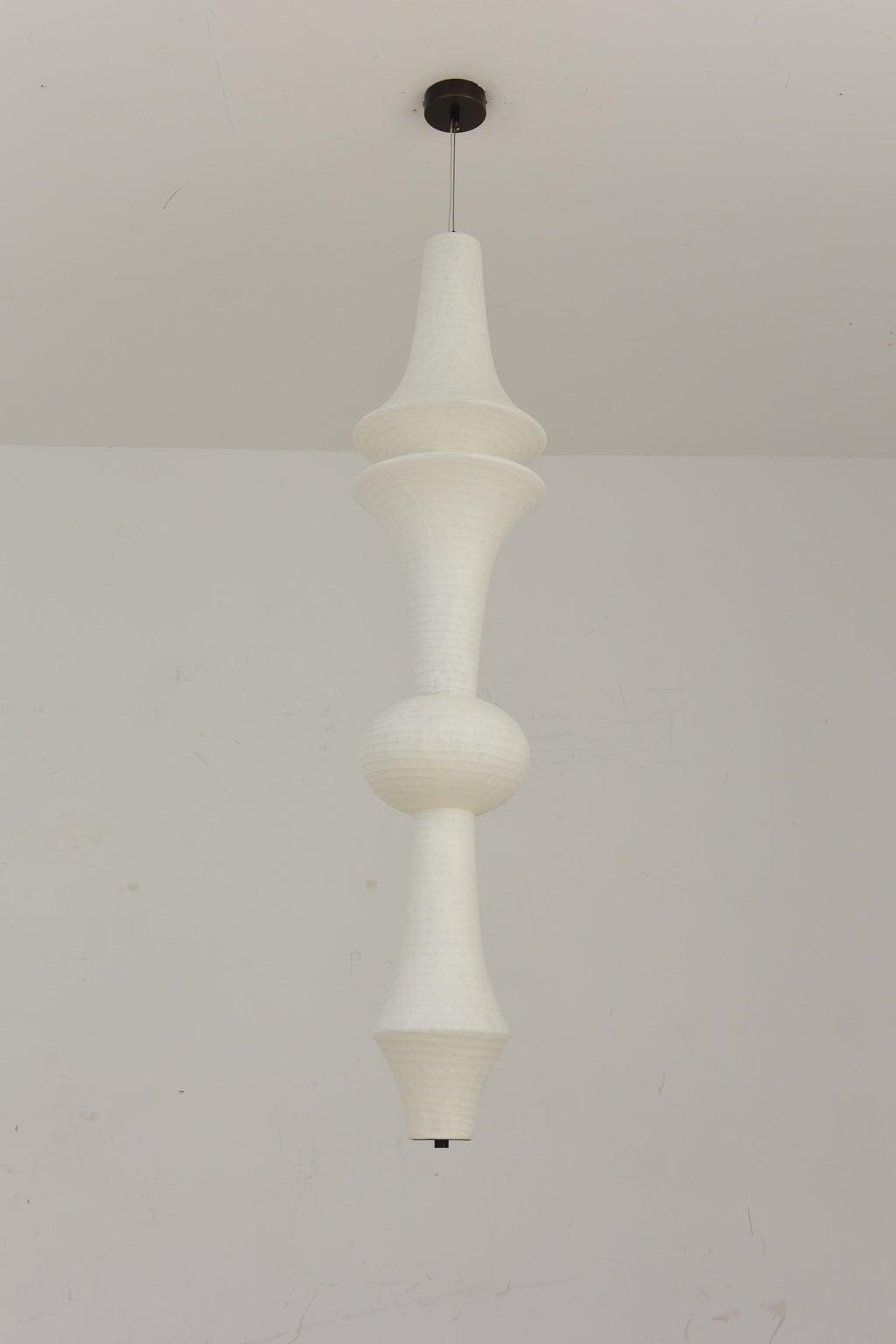 Orlithane design D sculptural mulberry silk pendant light, actual product photograph, light off