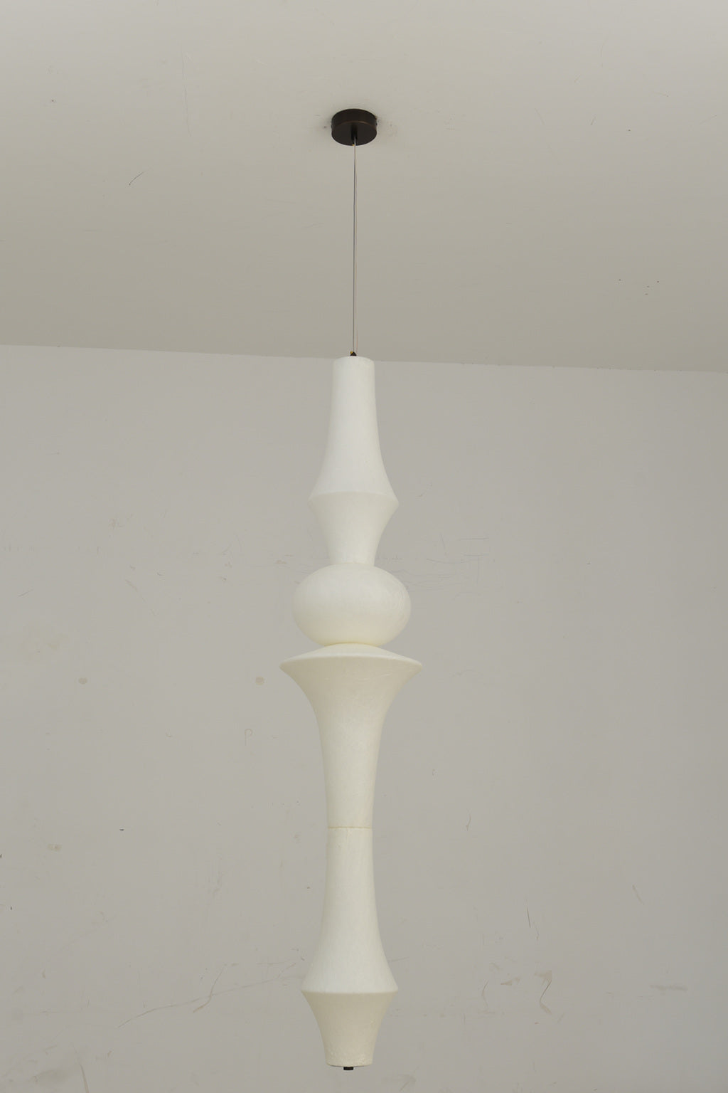 Orlithane design E sculptural mulberry silk pendant light, actual product photograph, light off