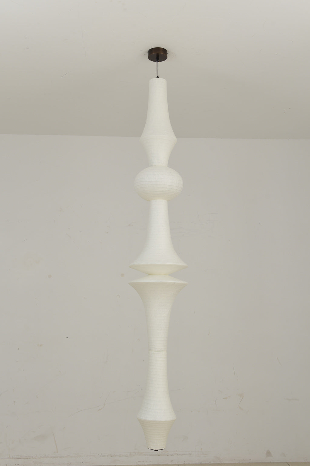 Orlithane design F sculptural mulberry silk pendant light, actual product photograph, light off