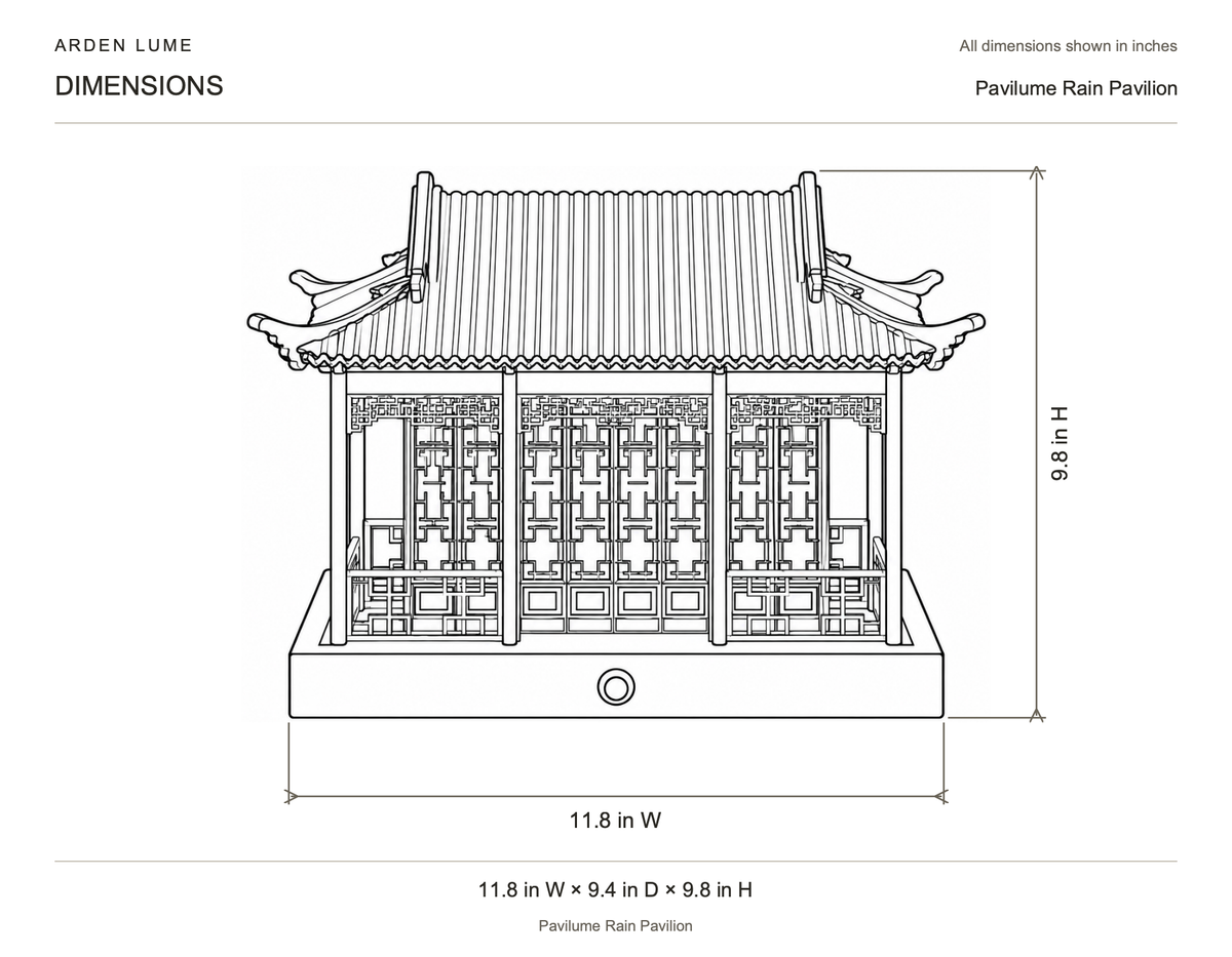 Pavilume · Rain Product dimensions dimension diagram in inches