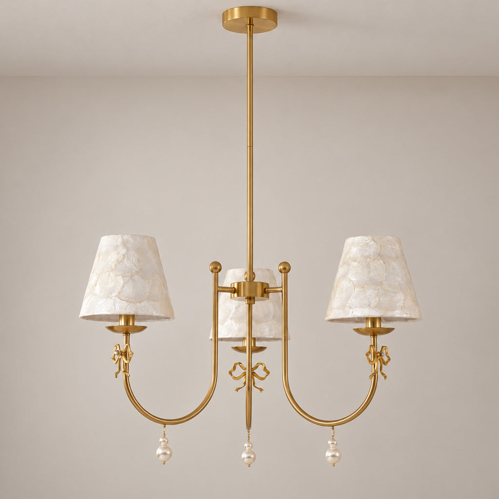 Rosnacre 3-light shell bow chandelier - unlit hero