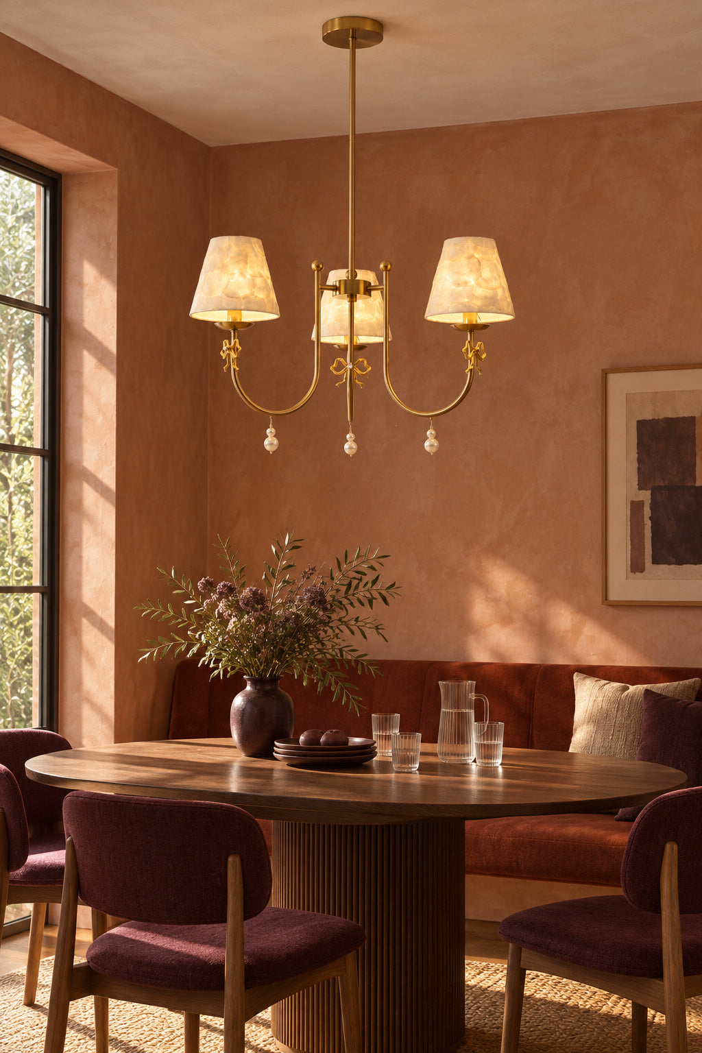Rosnacre 3-light chandelier - clay supper on