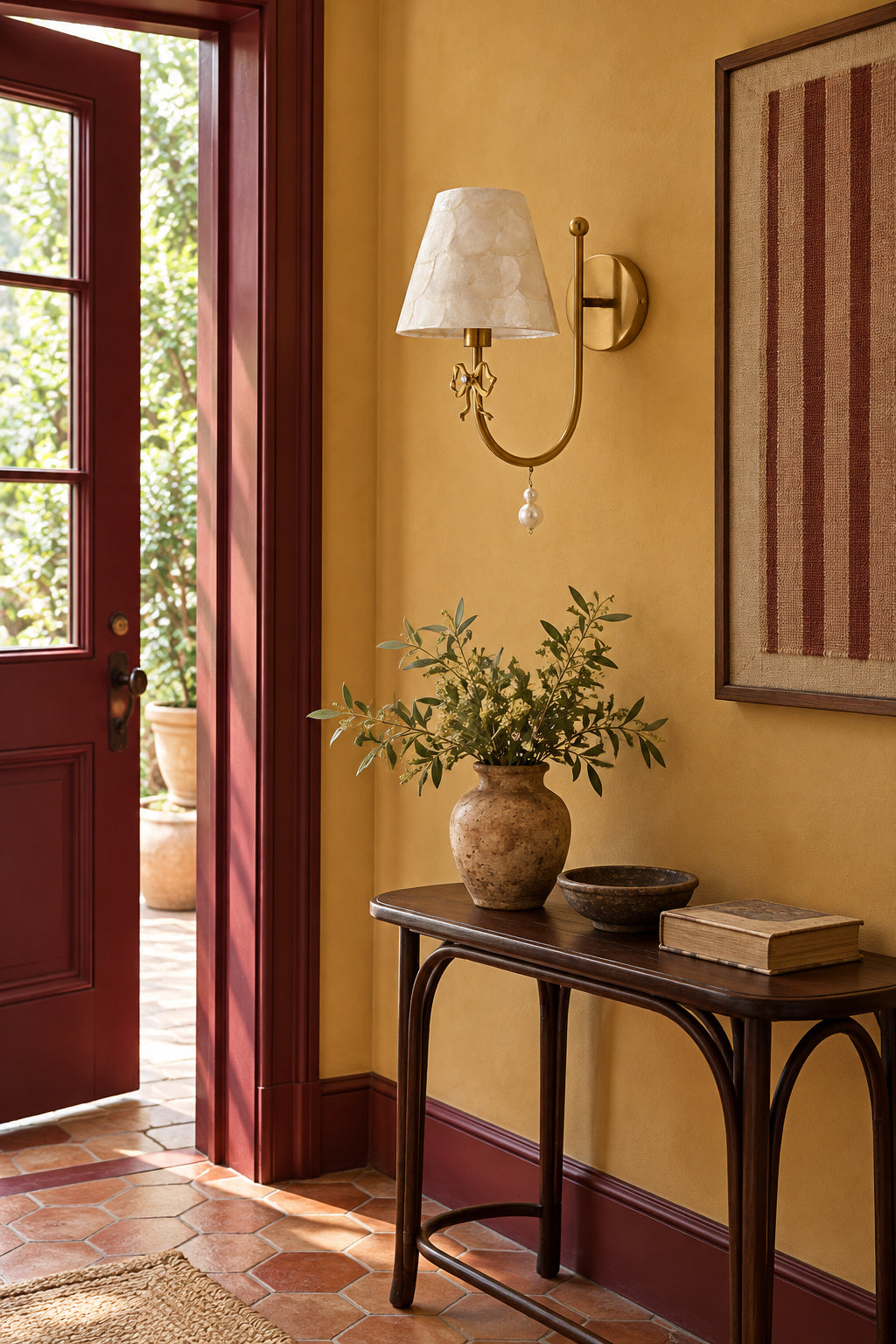 Rosnacre shell bow wall sconce - ochre entry off