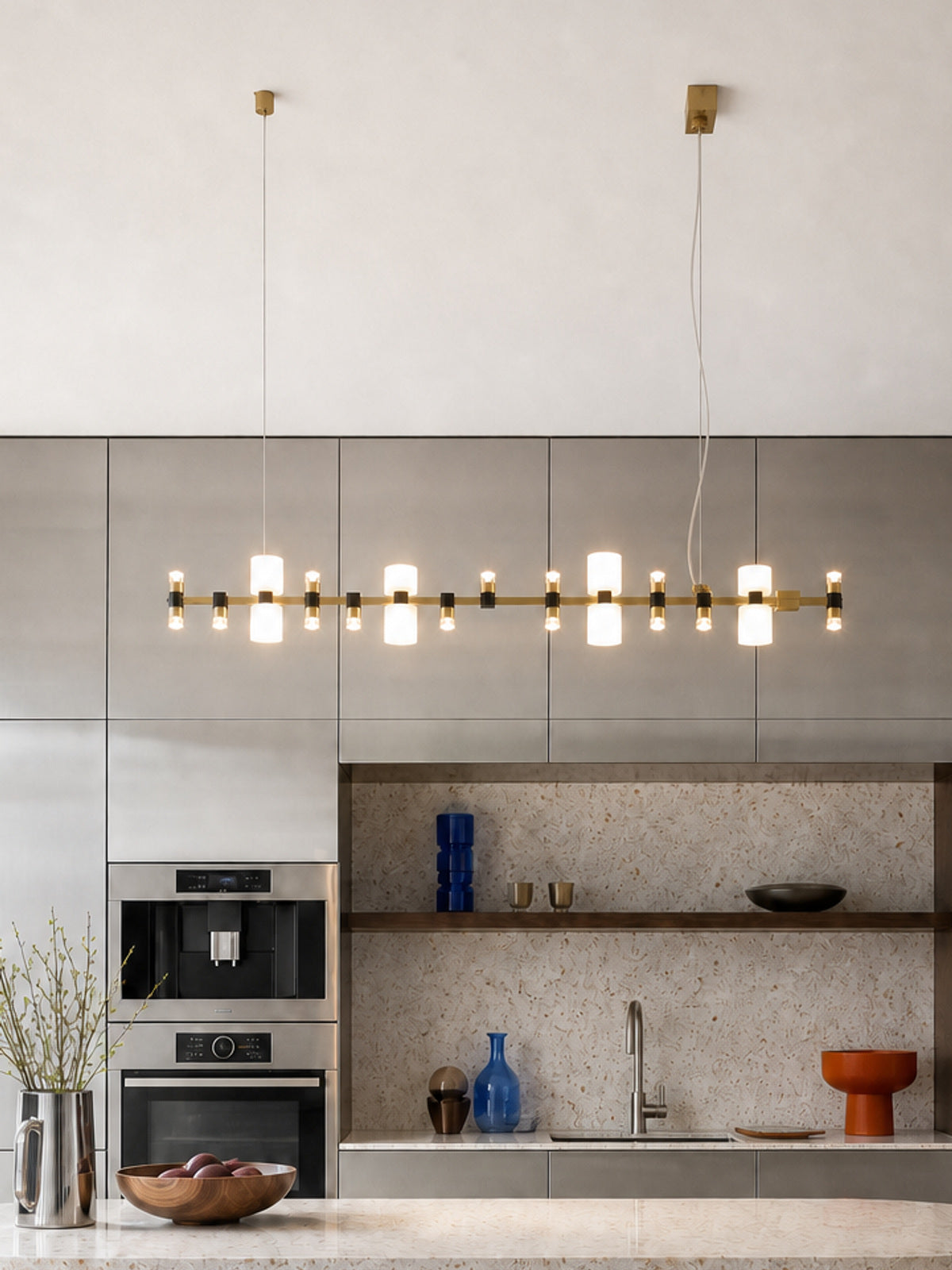 Royal Brushed Copper Linear LED Pendant Light — desktop collection card lifestyle image