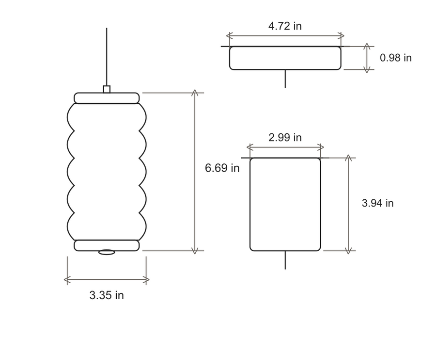 Ruvellune Small dimension diagram in inches