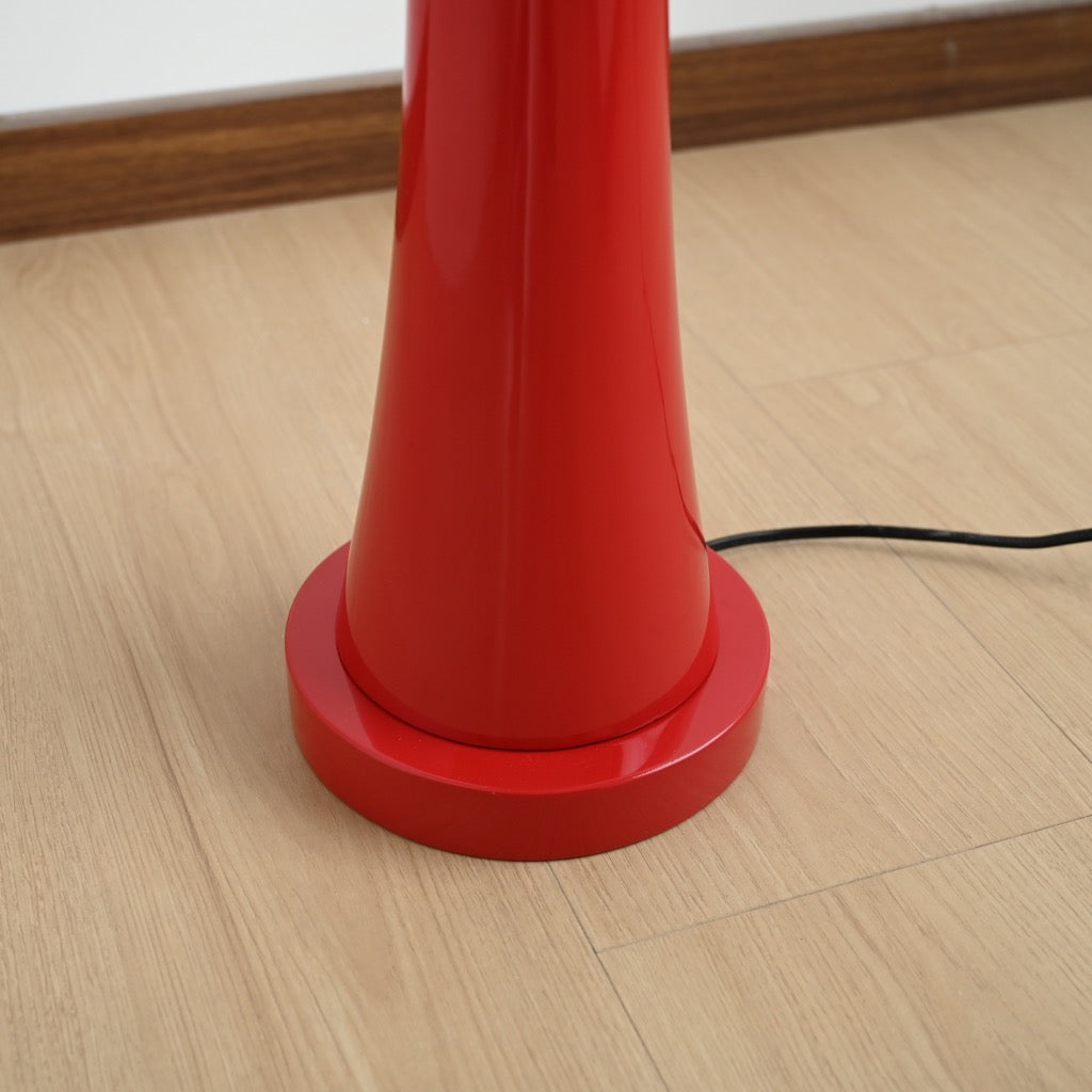 Tavrane red ash wood and fabric floor lamp, detail, light off