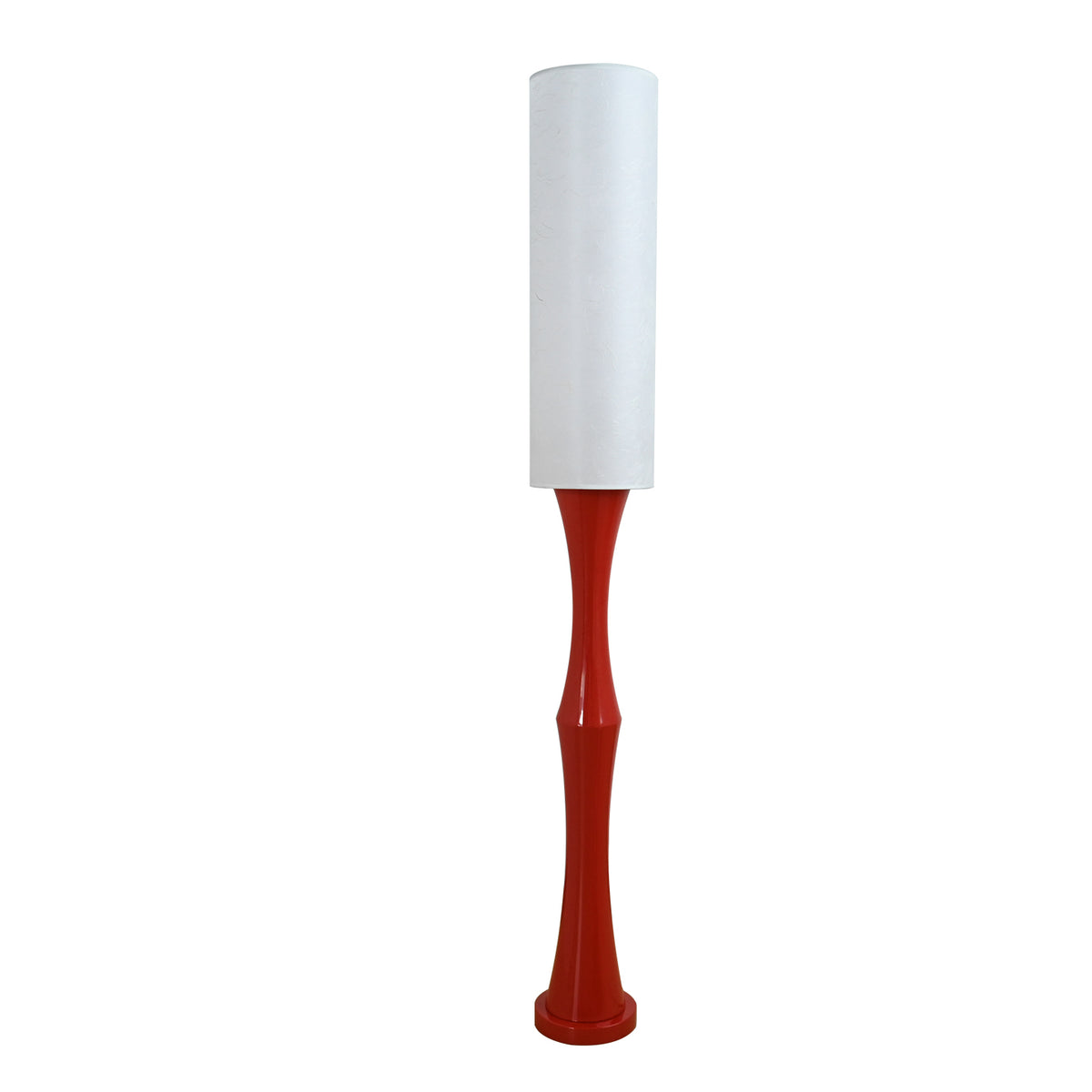 Tavrane red ash wood and fabric floor lamp, white variant
