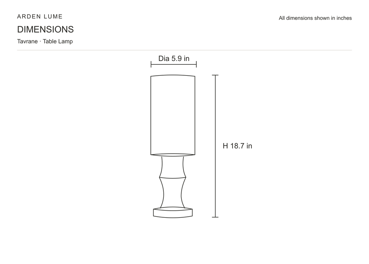 Tavrane Natural Ash Wood and Fabric Table Lamp dimensions in inches