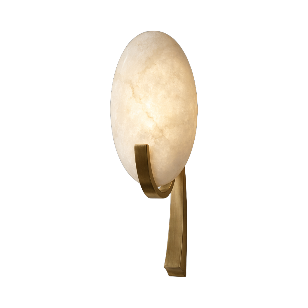 Modern Alabaster Oval Alice Wall Sconce — complete product view on a pure white background