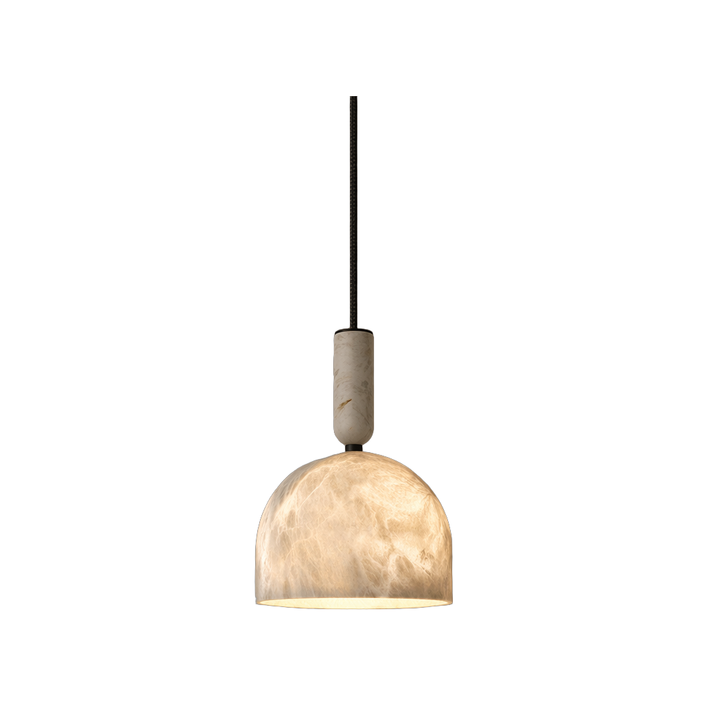Modern Alabaster Dome Blair Pendant Light in White — complete product view on a pure white background