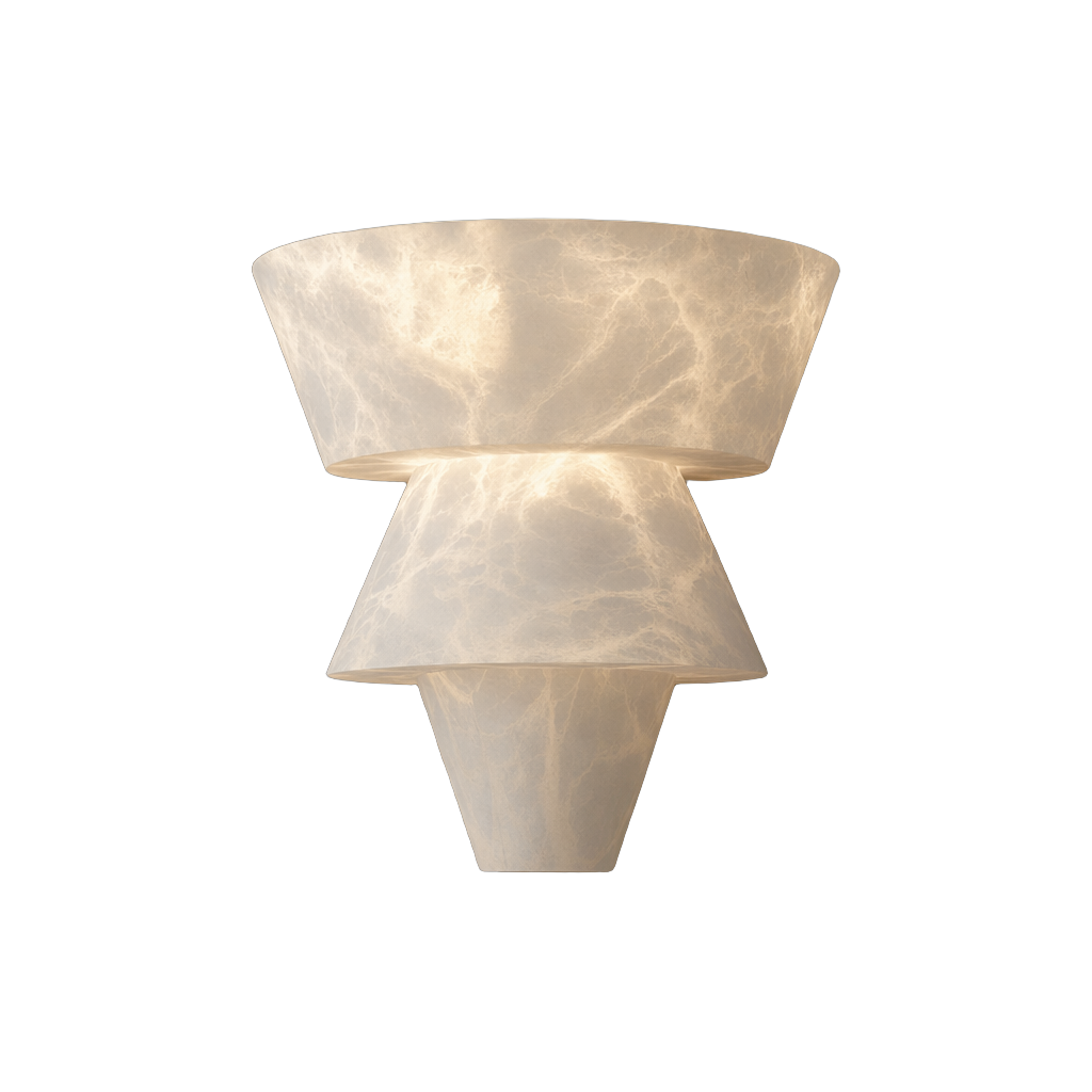 Modern Alabaster Tiered Wall Sconce — complete product view on a pure white background
