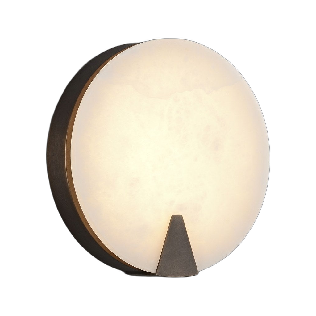 Alabaster Round Wall Sconce — complete product view on a pure white background