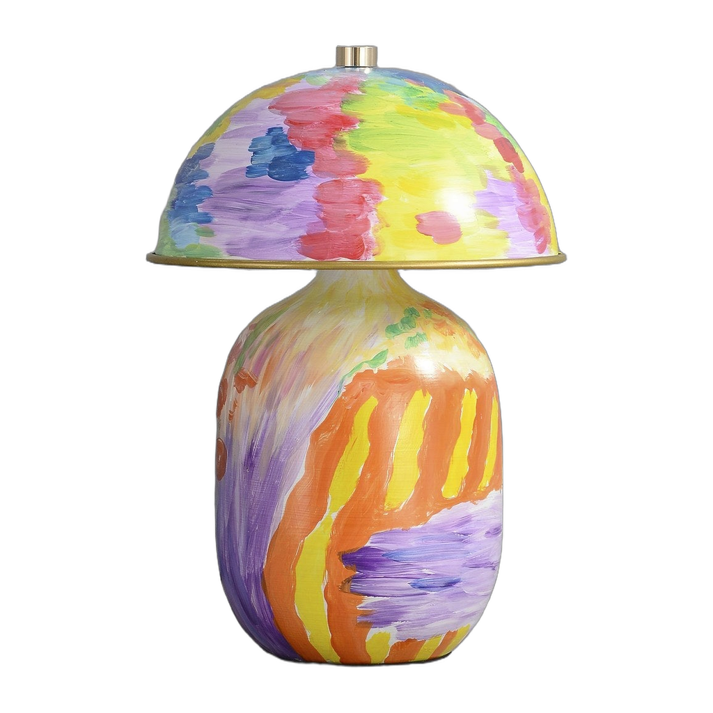 Hand-Painted Multicolor Ceramic Table Lamp — complete product view on a pure white background