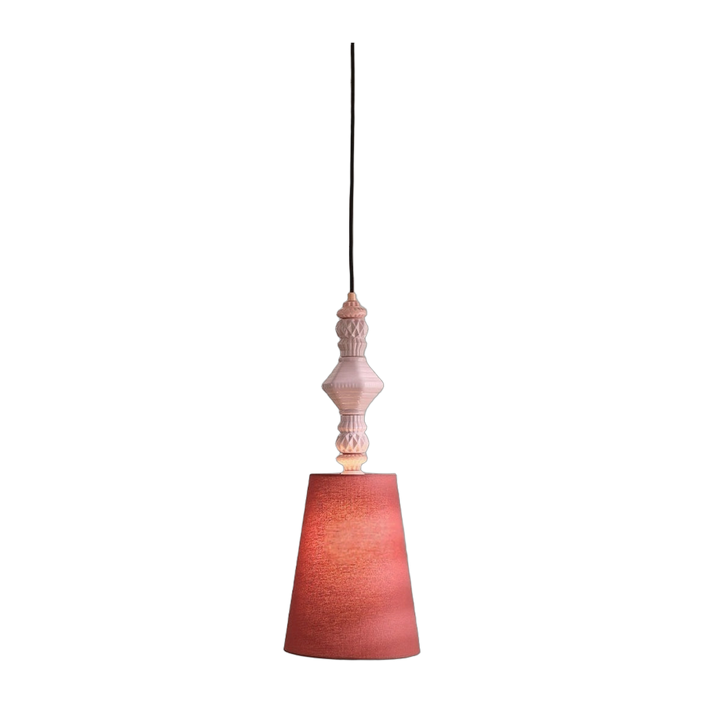 Pastel Fog-Glaze Pink Ceramic Mini Pendant — complete product view on a pure white background