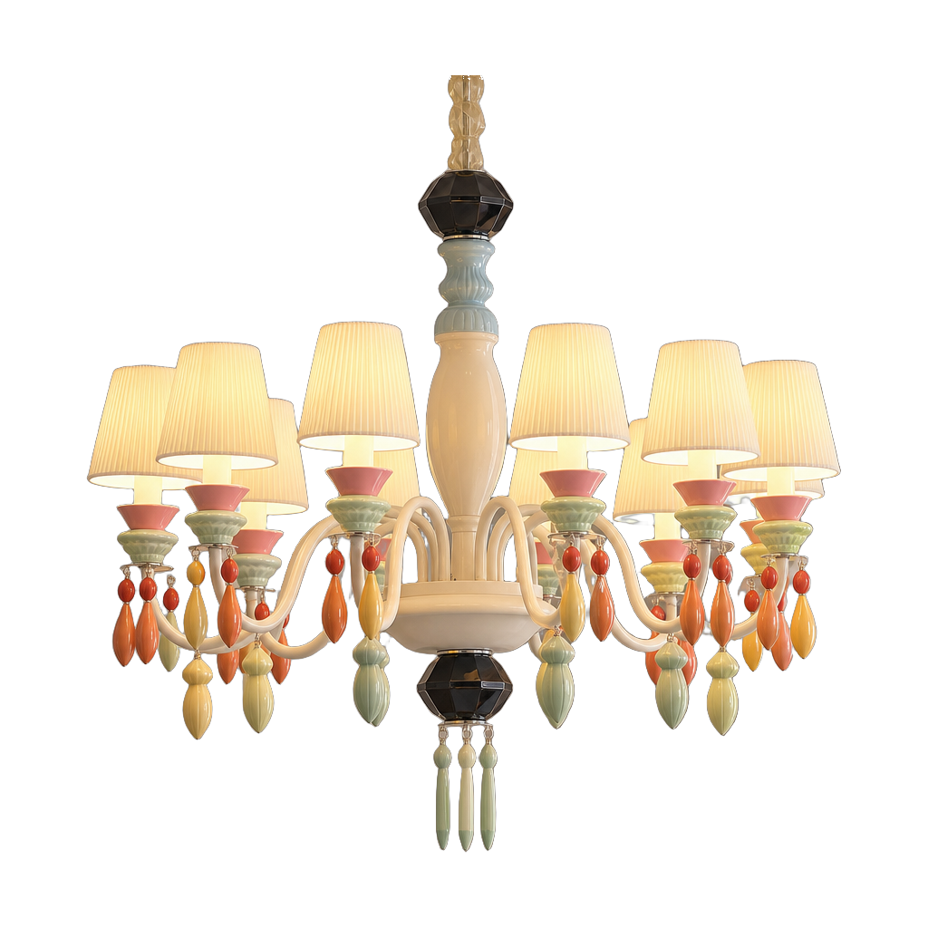 Pastel Ceramic Single-Tier Chandelier — complete product view on a pure white background