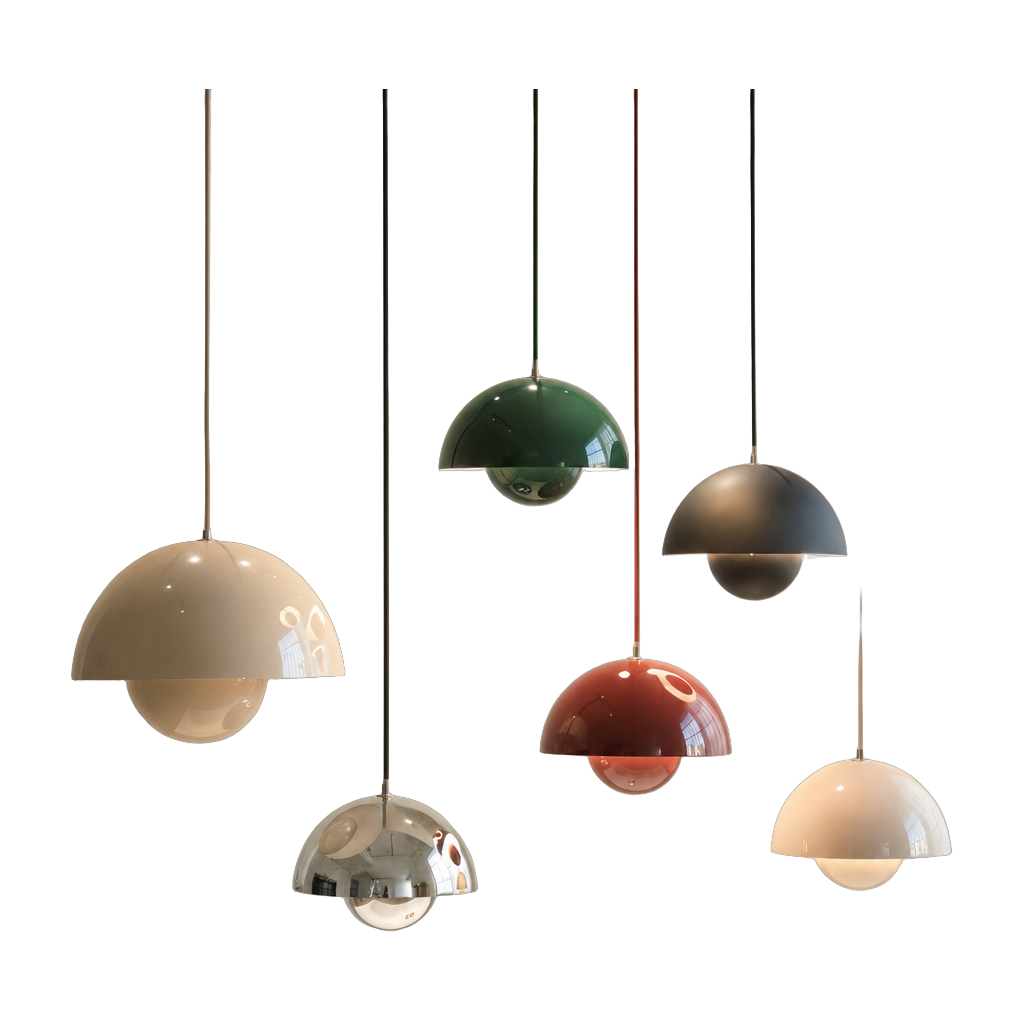 Colorful Flowerpot Metal Dome Pendant Light — complete product view on a pure white background