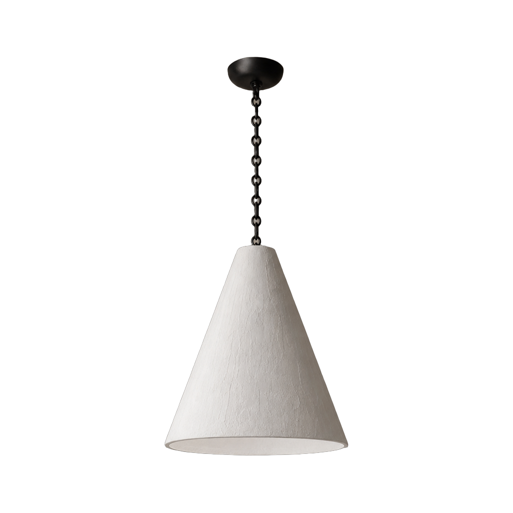 Hand-Textured Plaster Cone Pendant Light — complete product view on a pure white background