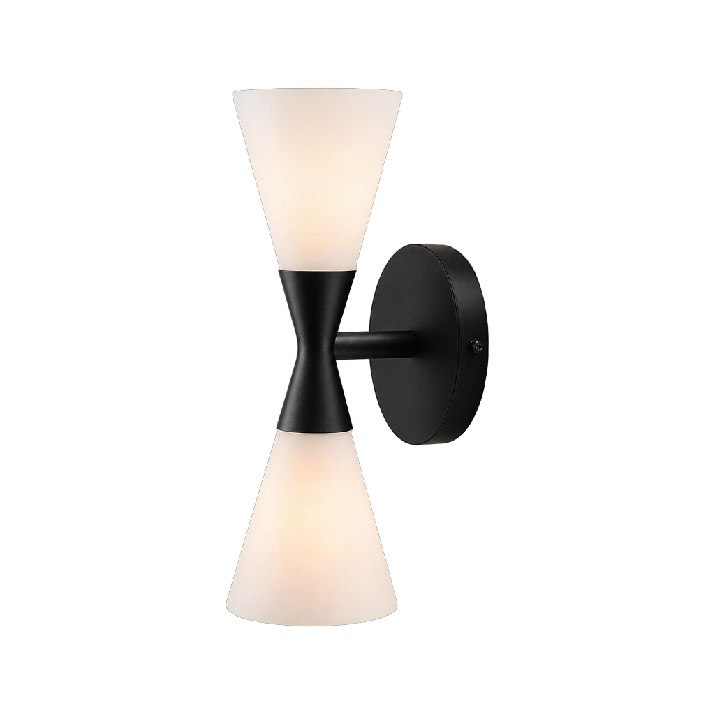 Double-Ended Frosted Glass Wall Sconce — complete product view on a pure white background
