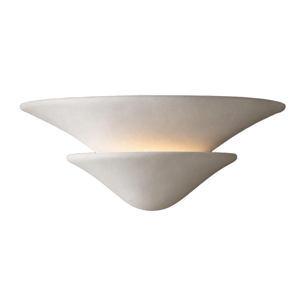 Sculptural Double-Tier Plaster Wall Sconce — complete product view on a pure white background