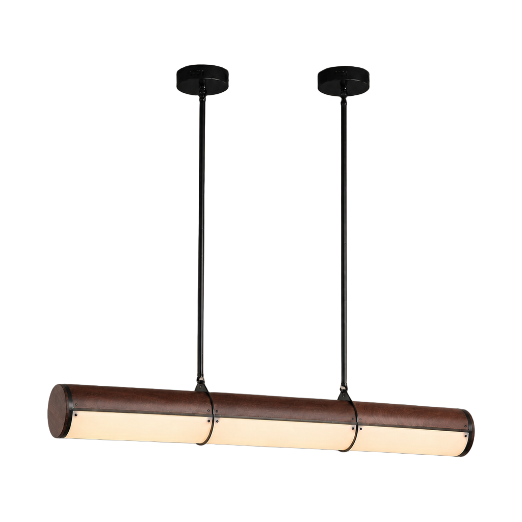 Wood-Grain Acrylic Linear Pendant Light — complete product view on a pure white background