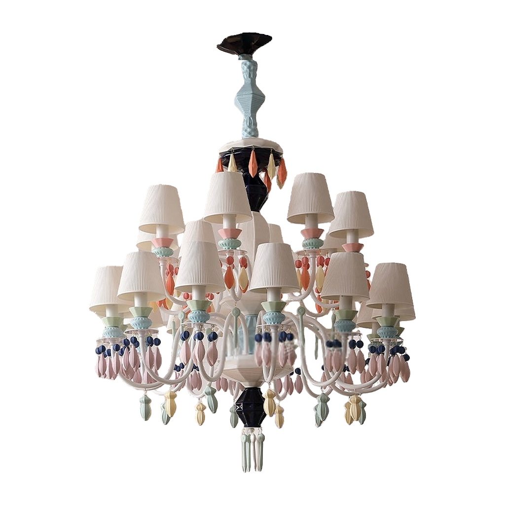 Pastel Ceramic Double-Tier Chandelier — complete product view on a pure white background