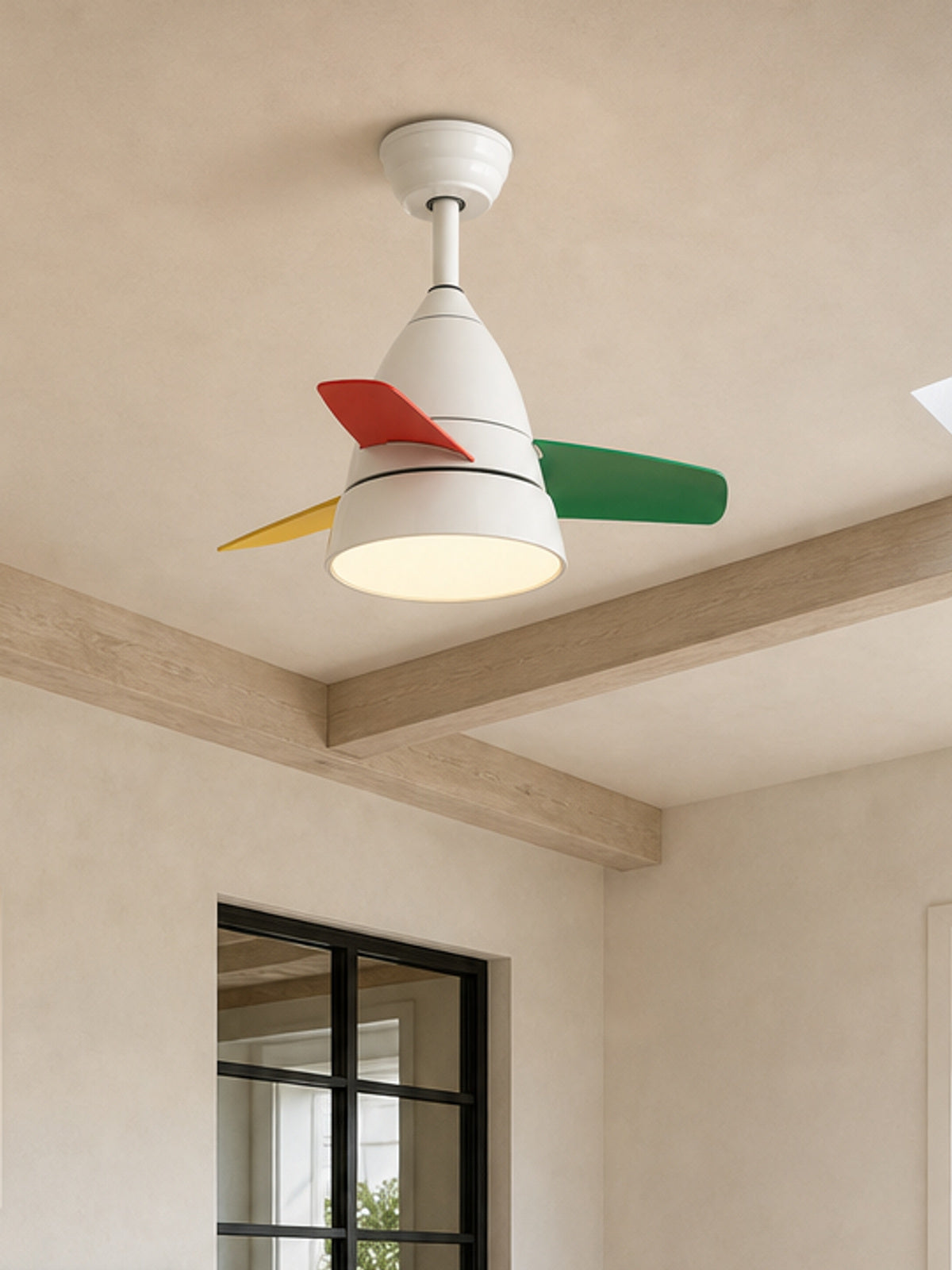 White Multicolor-Blade Ceiling Fan with Light - FAN931-01 — desktop collection card lifestyle image