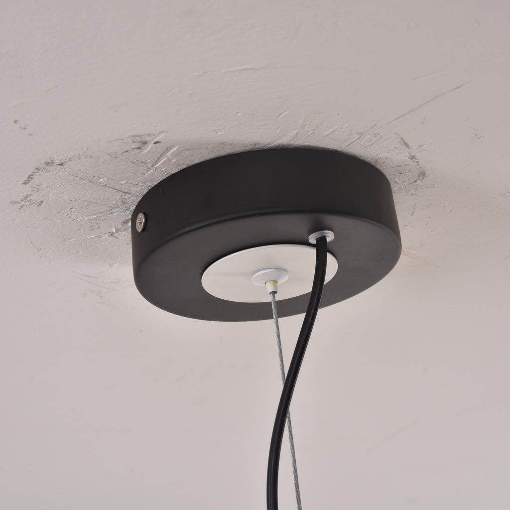 Black pendant ceiling canopy and cable, light off