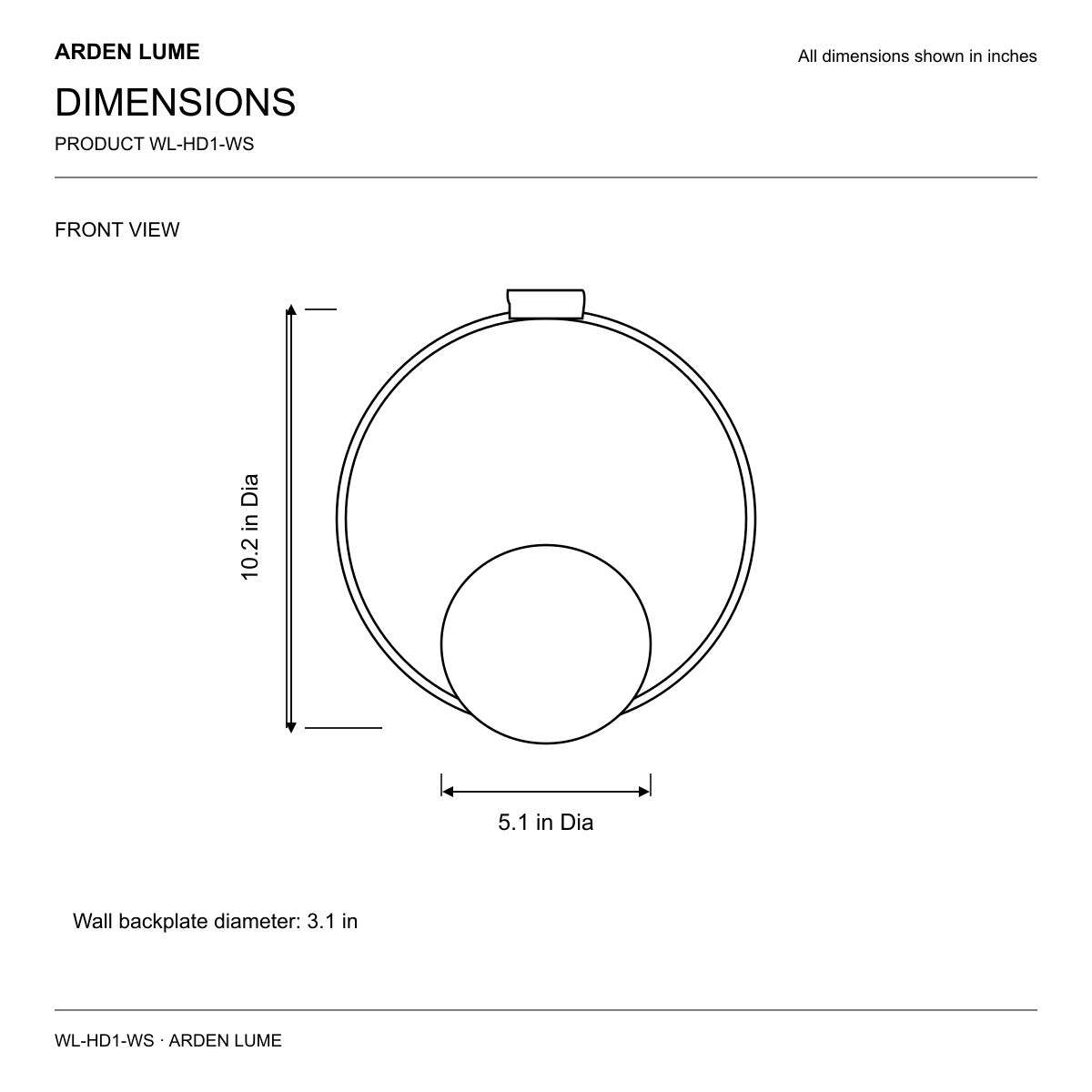 Circular Ring Glass Globe Wall Sconce dimensions in inches