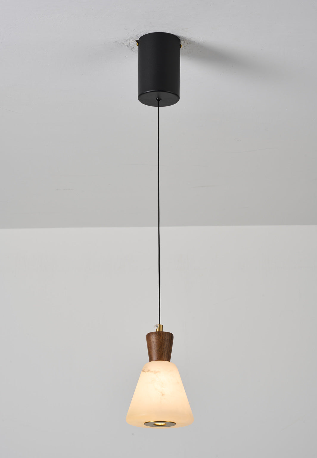 Ashalune tapered alabaster pendant Style B, lights on