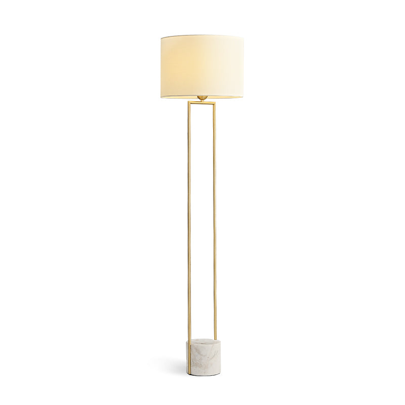 Double-Rod Marble Base Floor Lamp clean white-background product view