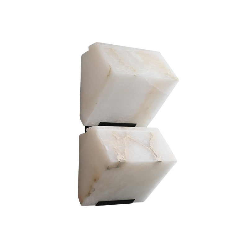 Modern Alabaster Geometric Wall Sconce on a white background