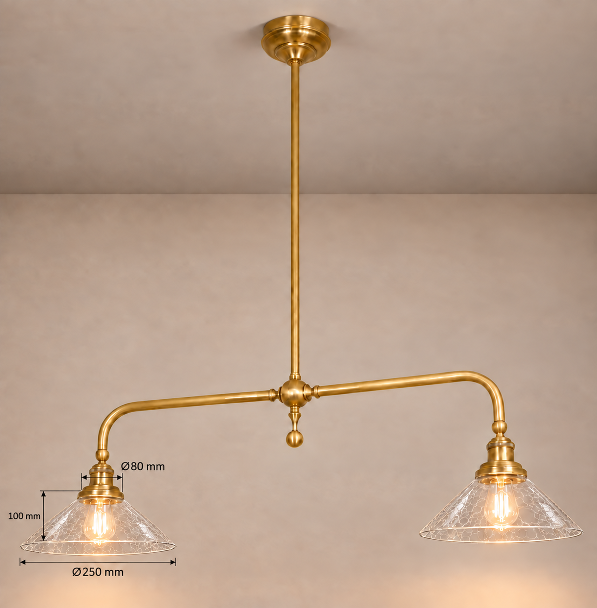 Brass and Ceramic Linear Chandelier