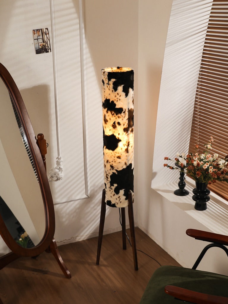 Modern Cowhide Cylinder Floor Lamp - curated collection card scene