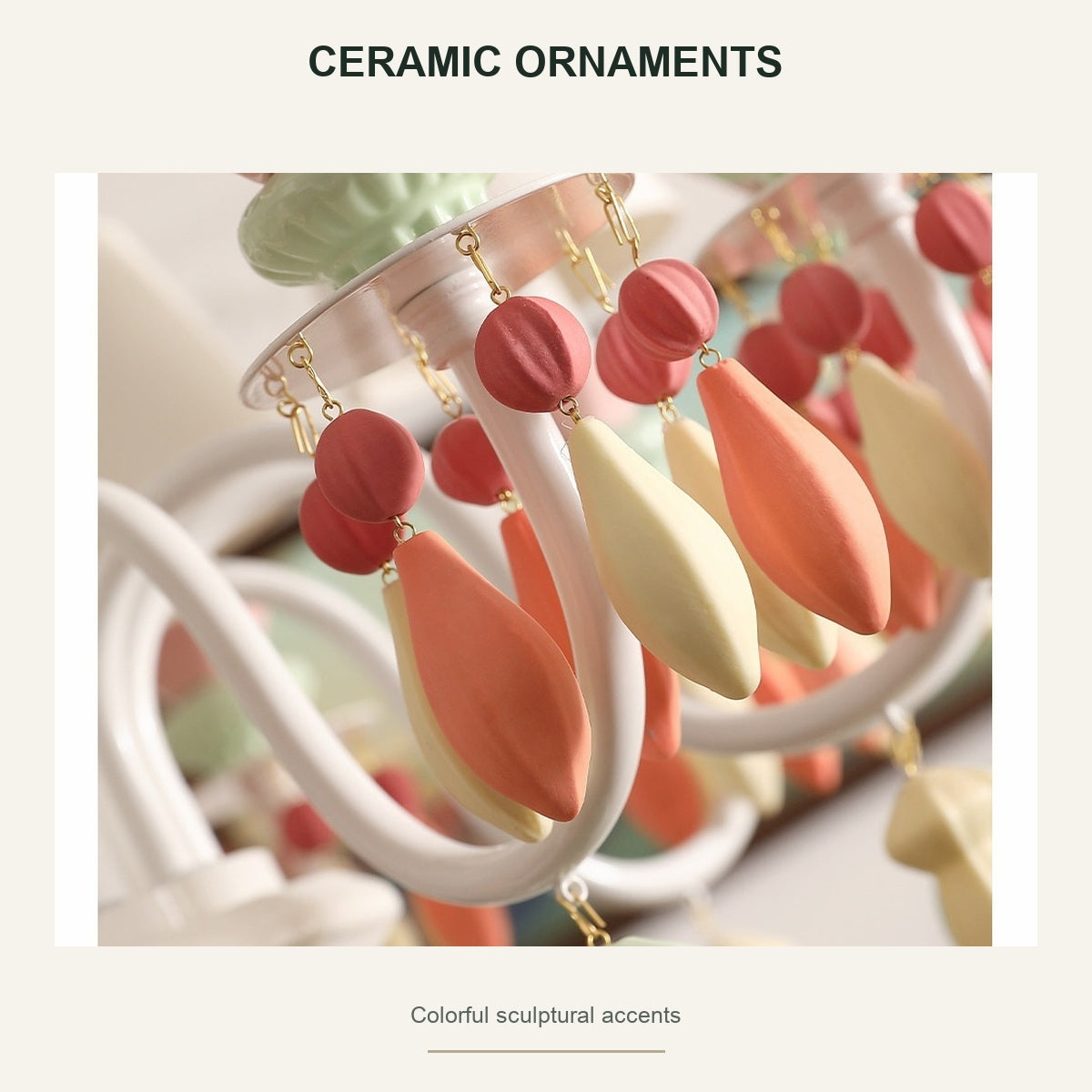 Pastel Ceramic Single-Tier Chandelier - product detail 2 of 2