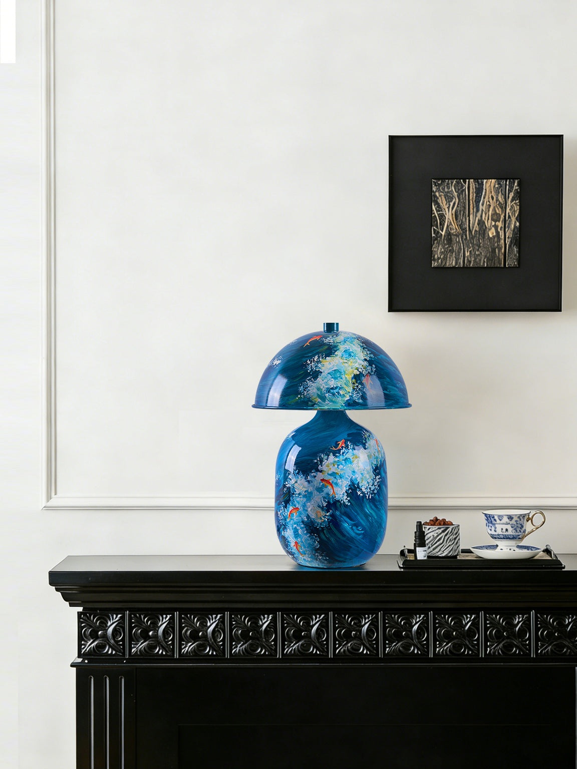 Lotavelle Blue Koi Ceramic Table Lamp — original interior scene 1