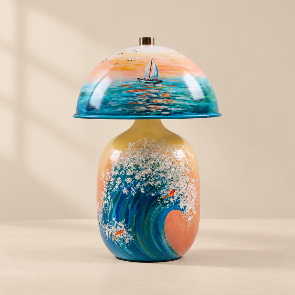 Lotavelle Sunset Wave Ceramic Table Lamp — product view, switched off
