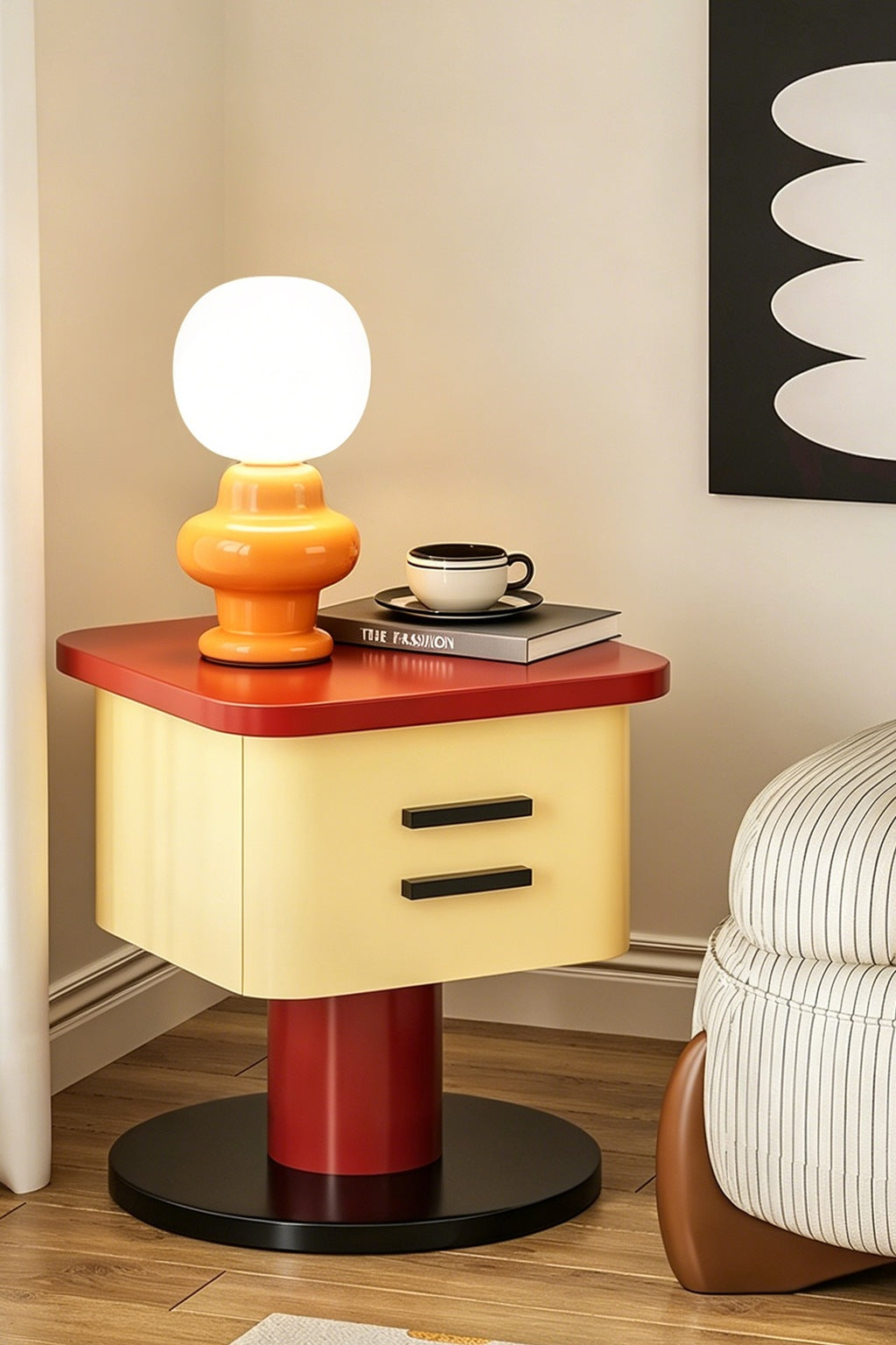 Marunelle yellow table lamp in the original living room scene