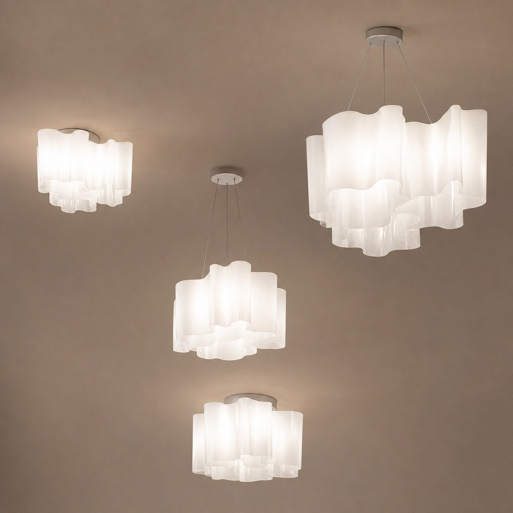 Sculptural White Molded Glass Pendant and Ceiling Light - 01 01-hero-product