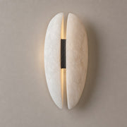 Spanish Snowflake Alabaster and Black Leather Wall Sconce - 01 01-hero-product